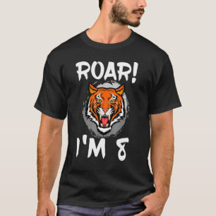 Roar I'm 8 Tiger Animal Themed Birthday Party Cele T-Shirt