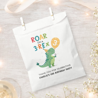 Roar I'm a 3-Rex Kids Third Birthday Party Favour Bags