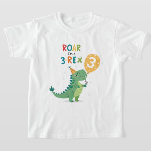 Roar I'm a 3-Rex Kids Third Birthday Party  T-Shirt