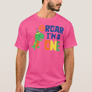 Roar I'M A One 1St Birthday For Boy Saurus Rex Din T-Shirt