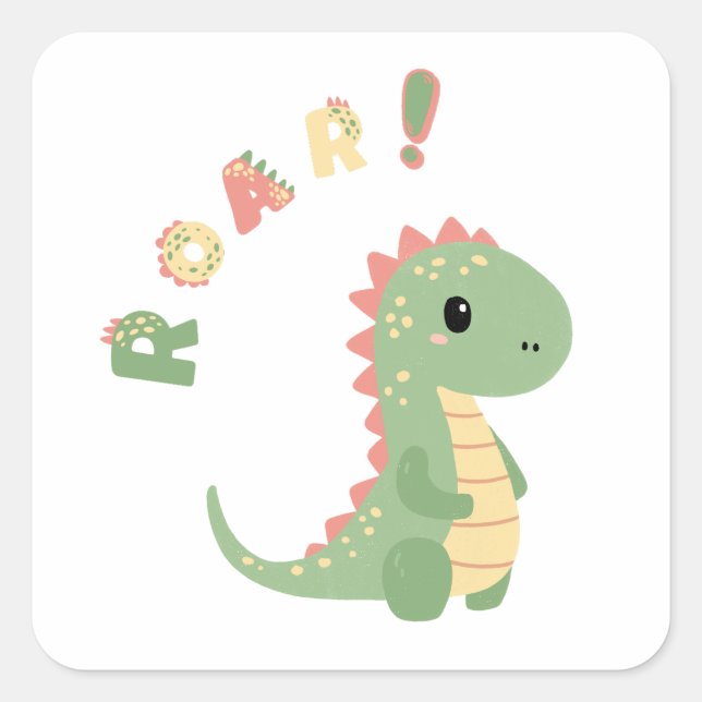 Roar into Fun with a Dino-Mite Party! Square Sticker (Front)