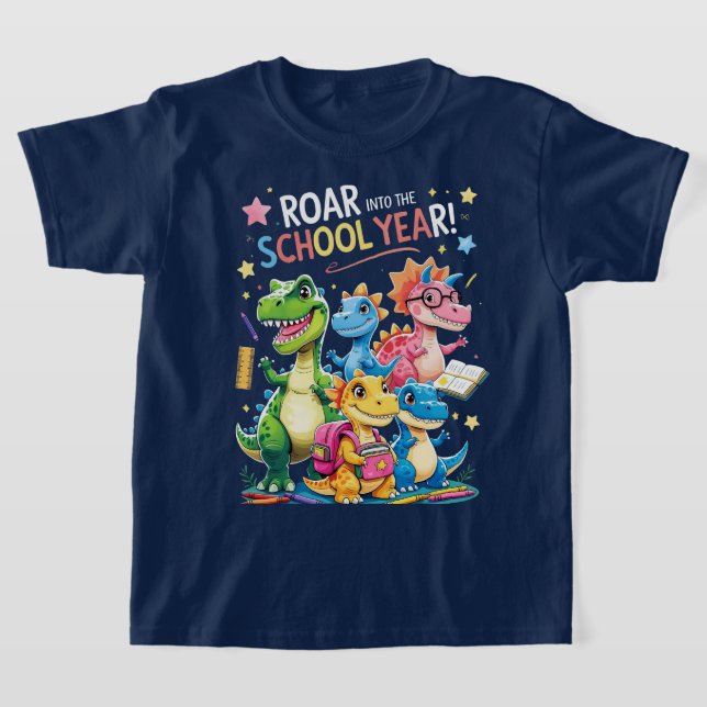 Roar into the School Year – Cute Dinosaur Back to  T-Shirt (Laydown)