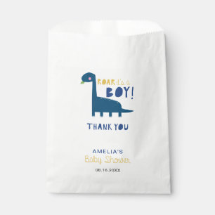 Roar it's a boy blue dinosaur baby shower cute favour bags