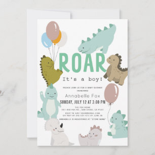 Roar It's a Boy Dinosaur Boy Baby Shower Invitation