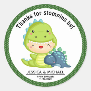 Roar It's A Dinosaur Baby Shower Classic Round Sticker