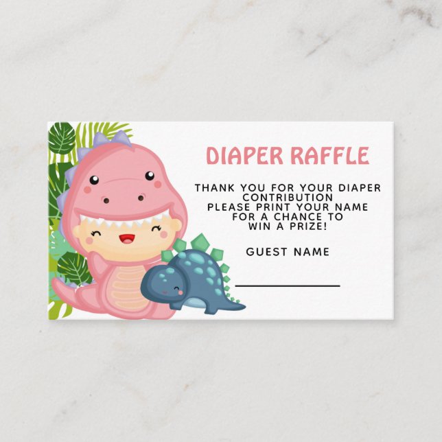 Roar It's A Dinosaur Girl Baby Shower  Enclosure Card (Front)