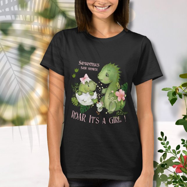 Roar It's a Girl! Baby Shower Mum's  T-Shirt (Roar It's a Girl! Baby Shower Mom's T-Shirt)