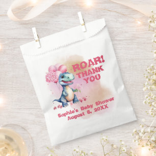 Roar It's A Girl T-Rex Baby Dinosaur Pink Favour Bags
