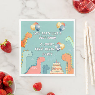 Roar Like a Dinosaur Boy 1st Birthday Party  Napkin