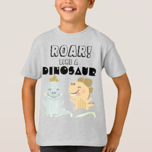 Roar Like a Dinosaur   Funny Boys Black Text T-Shirt