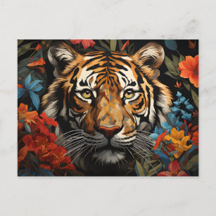 "Roar of Majesty: Captivating Tiger-Inspired Postcard