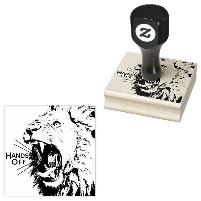 Roar of the Lion Hands Off  Rubber Stamp (Stamped)