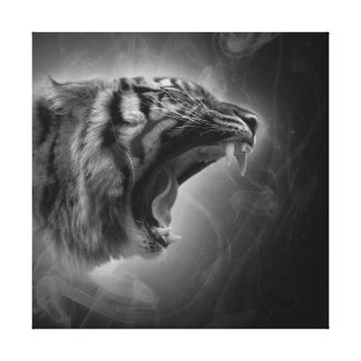 Roar of the Tiger Spirit Black and White Canvas Print