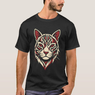 Roar of the Tribal Tiger: Geometric Feline Graphic T-Shirt