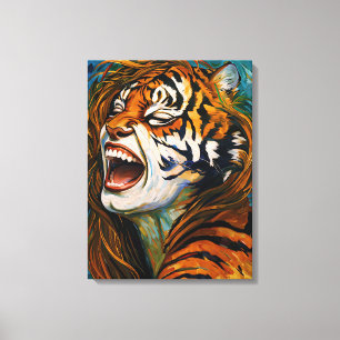 Roar of the Wild Heart – Colourful Tigress Canvas Print