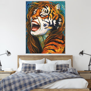 Roar of the Wild Heart – Colourful Tigress Canvas Print
