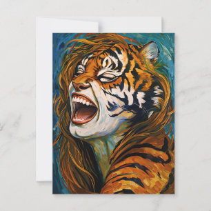Roar of the Wild Heart – Colourful Tigress Postcard