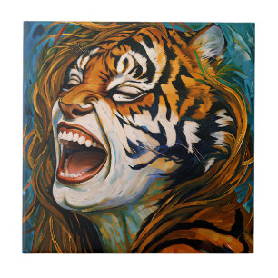 Roar of the Wild Heart – Colourful Tigress Tile