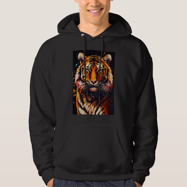 Roar of the Wild: Majestic Tiger T-Shirt Hoodie (Front)