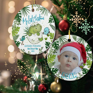 ROAR-some Baby's First Christmas Photo  Ceramic Tree Decoration