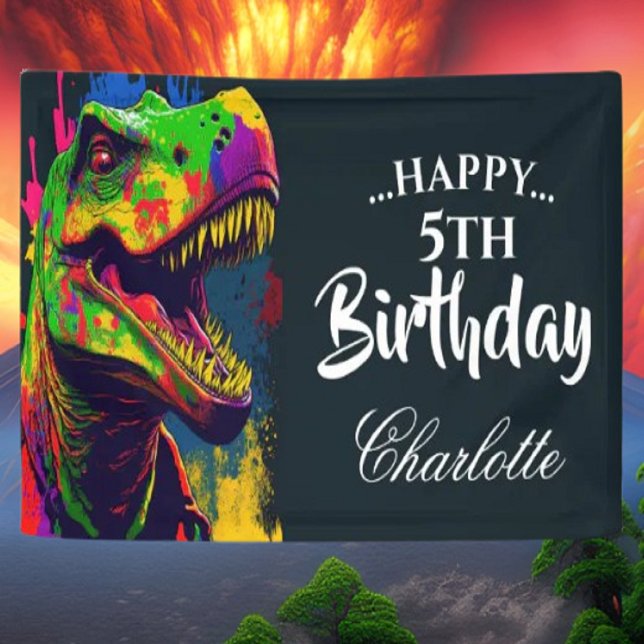 Roar-some Dinosaur Birthday Banner (Bring your dream party to life with our selection of quality Dinosaur themed party supplies)