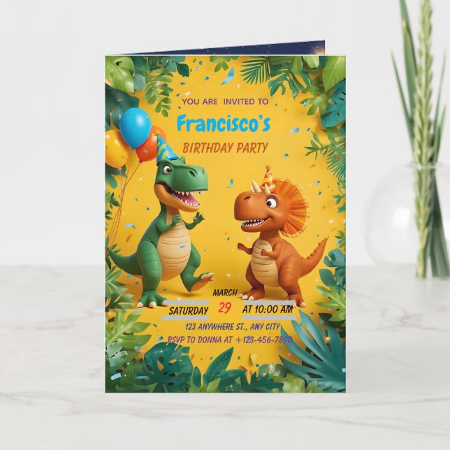 Roar-some Dinosaur Birthday Invitation – Jungle Ki (Front)
