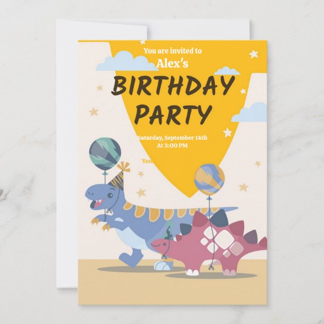 Roar-Some Dinosaur Birthday Party Invitation Fun S (Front)