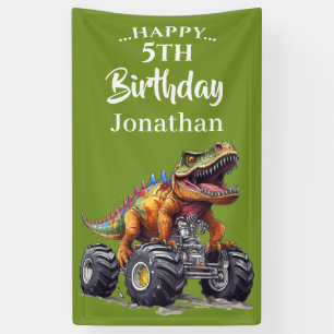 Roar-some Dinosaur T-Rex Monster Truck Party Banner