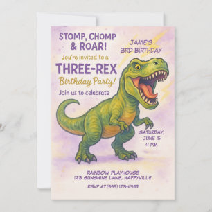 Roar & Stomp! It’s a Three-Rex Birthday Party! Invitation