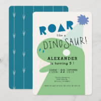 ROAR T-Rex Dinosaur Navy Blue Boy's Birthday