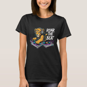 Roar the Beat – Lion Headphones Music Vibes  T-Shirt