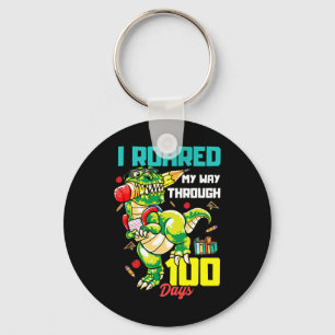 Roared My Way Through 100 Days Dinosaur T Rex For Key Ring