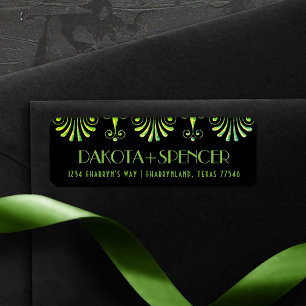 Roarin 20s Green and Black Modern Art Deco Address