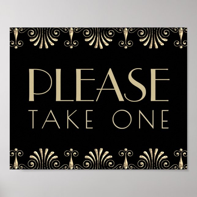 Roarin 20s Sepia Gold Decadence | Please Take One Poster (Front)