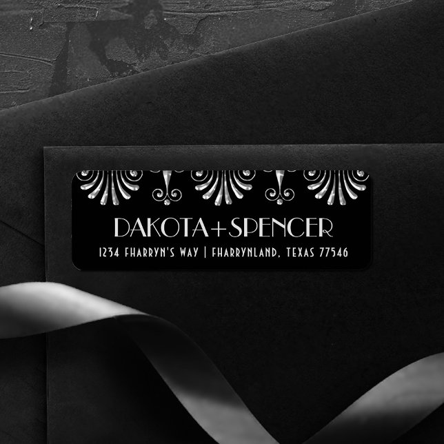Roarin 20s Silver on Black Modern Art Deco Address (Creator Uploaded)