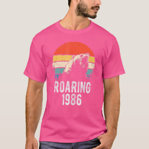 Roaring 1986 Vintage Retro Sunset Bear Animal 36th T-Shirt