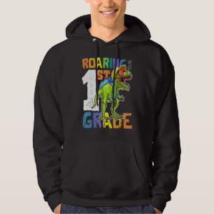 Roaring 1st Grade Dinosaur Back To School Backpack Hoodie