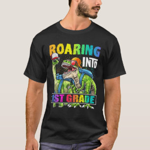 Roaring 1st Grade Dinosaur Backpack Back to School T-Shirt