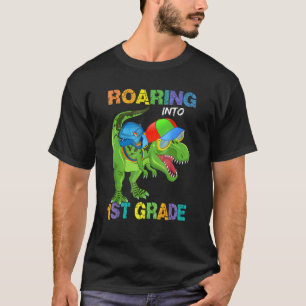 Roaring 1st Grade Dinosaur Rex Back To School Kids T-Shirt