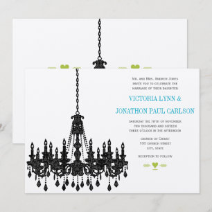 Roaring 20's Aqua Chandelier Wedding Invitations