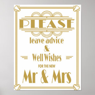 Roaring 20's Art Deco advice and well wishes print