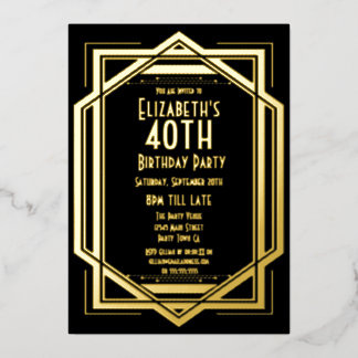 Roaring 20s Art Deco Black | Gold 40th Birthday In