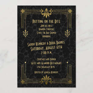 Roaring 20s Art Deco Couple's Bridal Shower Invitation