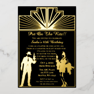 Roaring 20s art deco flapper girl and gangster