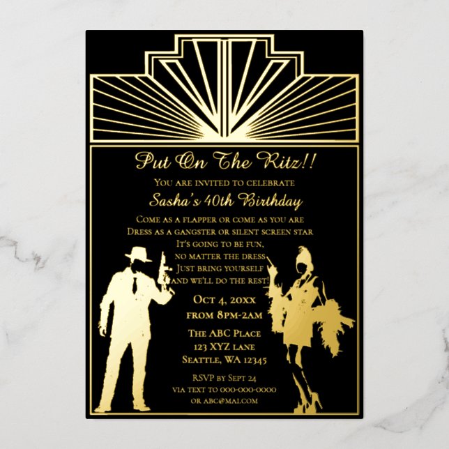 Roaring 20s art deco flapper girl and gangster  (Front)