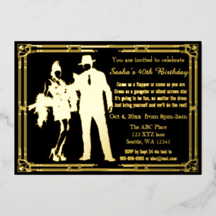 Roaring 20s art deco flapper girl and gangster