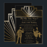 Roaring 20s art deco flapper girl and gangster invitation<br><div class="desc">Put on the ritz! Roaring 20s art deco flapper girl and gangster party glitz and glam,  gold and black invitations was like a magic,  the idea just came up and turned out to be so popular among the clients,  still my favourite one</div>