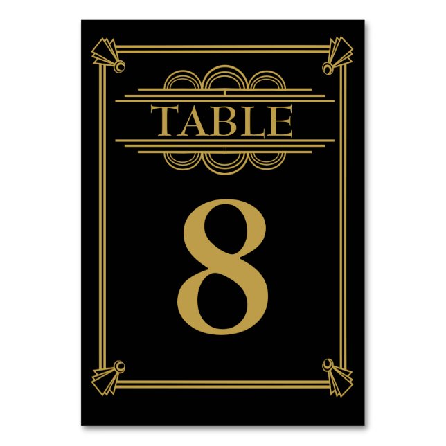 Roaring 20's Art Deco Gatsby Table number (Front)