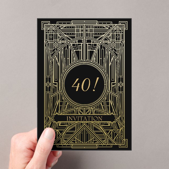 Roaring 20s art deco great gatsby birthday acrylic invitations (Insitu (Handheld))