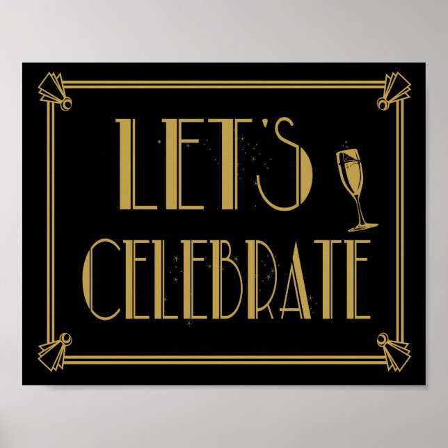 Roaring 20's Art Deco Let's celebrate party print (Front)
